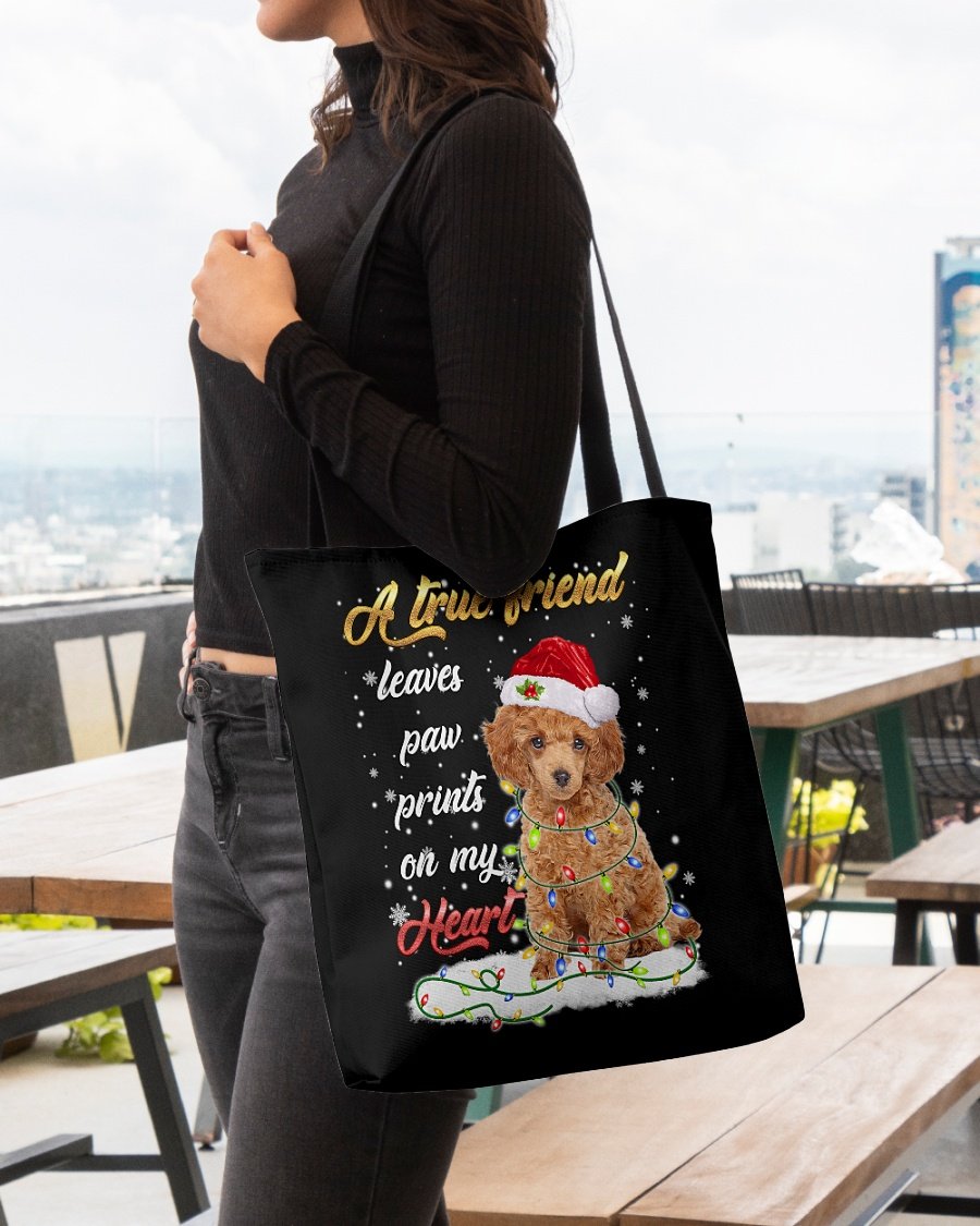 Paw Prints-RED Toy Poodle-Cloth Tote Bag