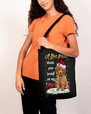 Paw Prints-RED Toy Poodle-Cloth Tote Bag