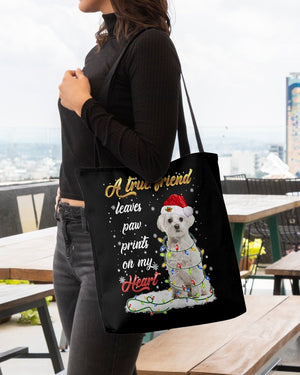 Paw Prints-WHITE Maltese-Cloth Tote Bag