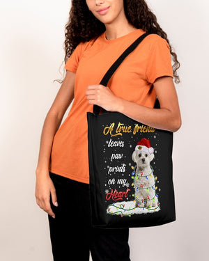 Paw Prints-WHITE Maltese-Cloth Tote Bag