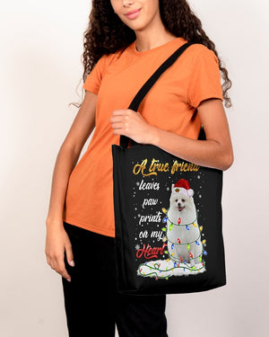 Paw Prints-WHITE Pomeranian-Cloth Tote Bag