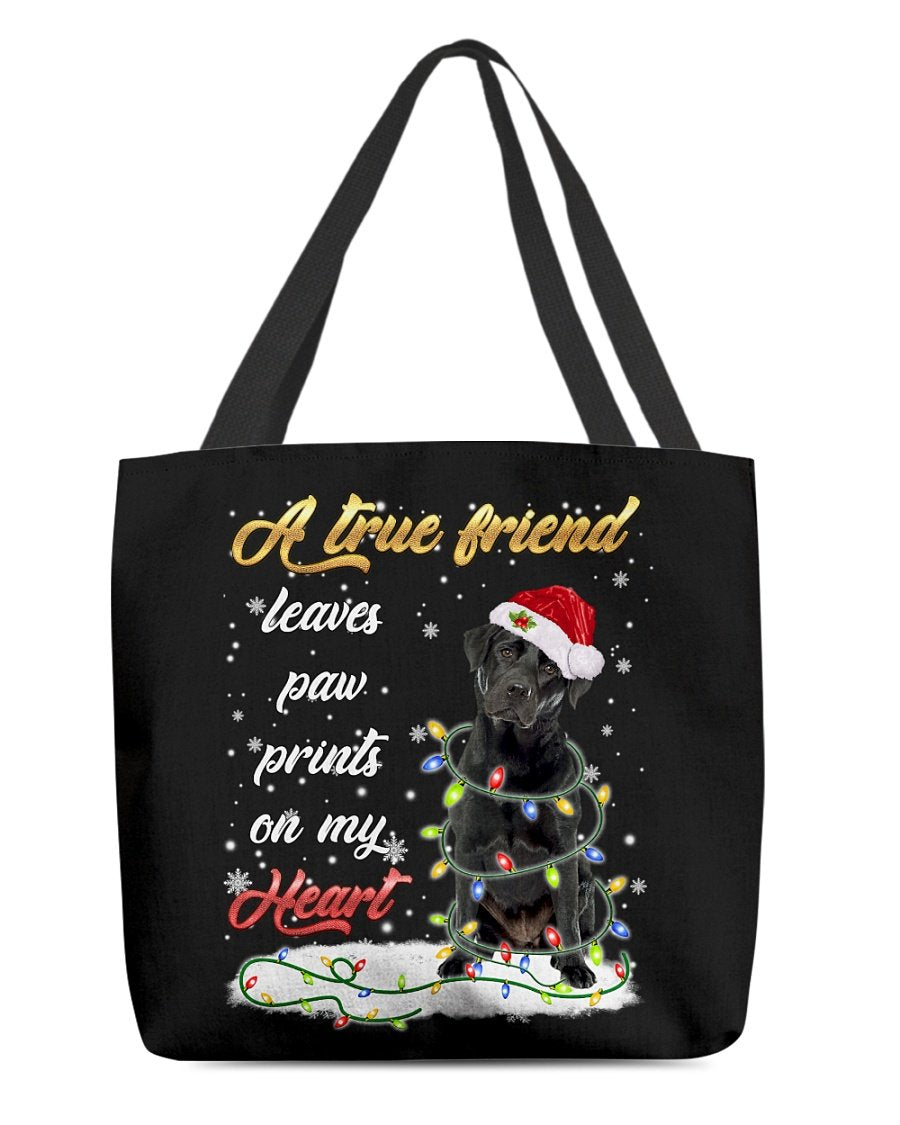 Paw Prints-black Labrador 1-Cloth Tote Bag