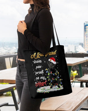 Paw Prints-black Labrador 1-Cloth Tote Bag