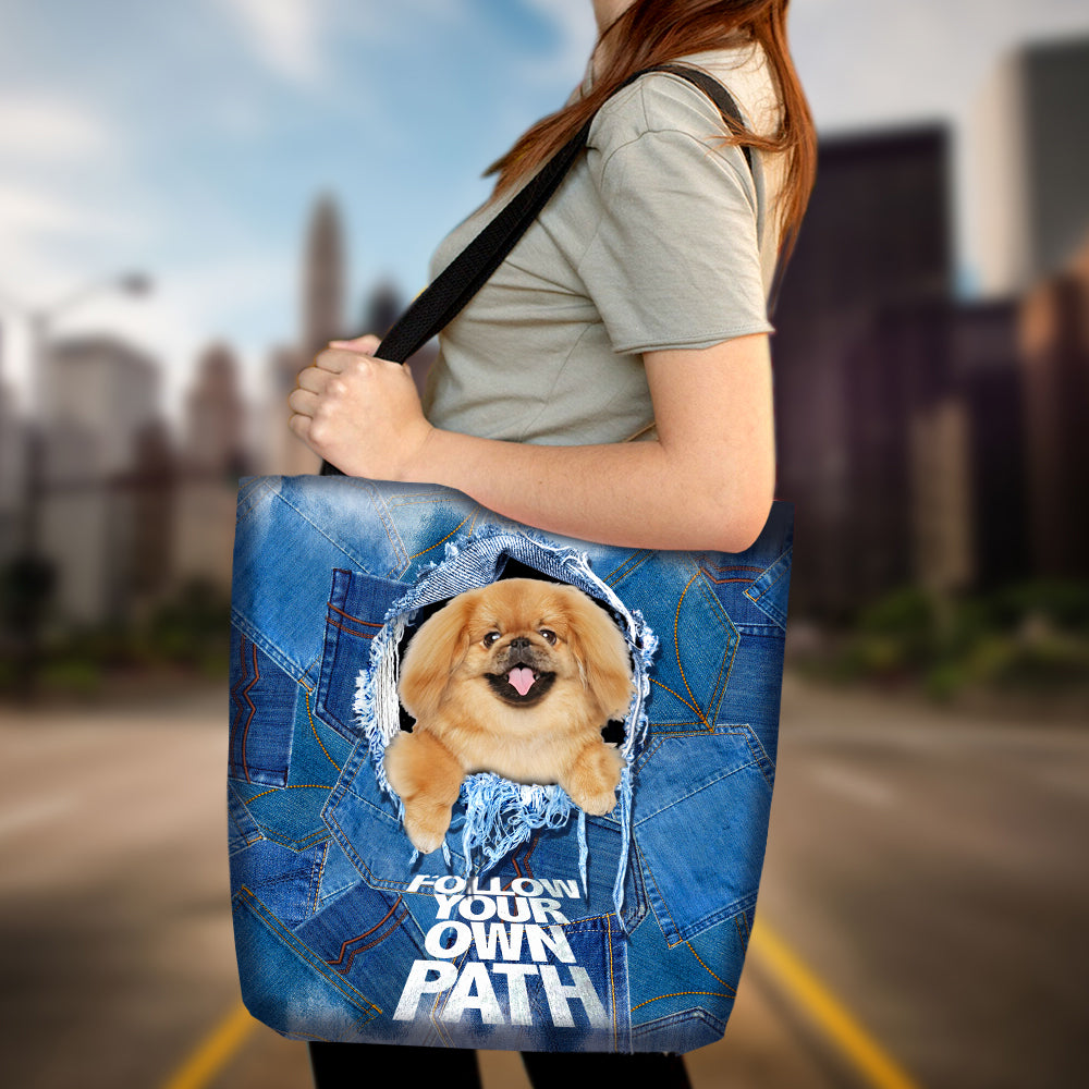 Pekingese -Follow Your Own Path-Cloth Tote Bag