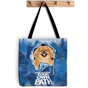 Pekingese -Follow Your Own Path-Cloth Tote Bag