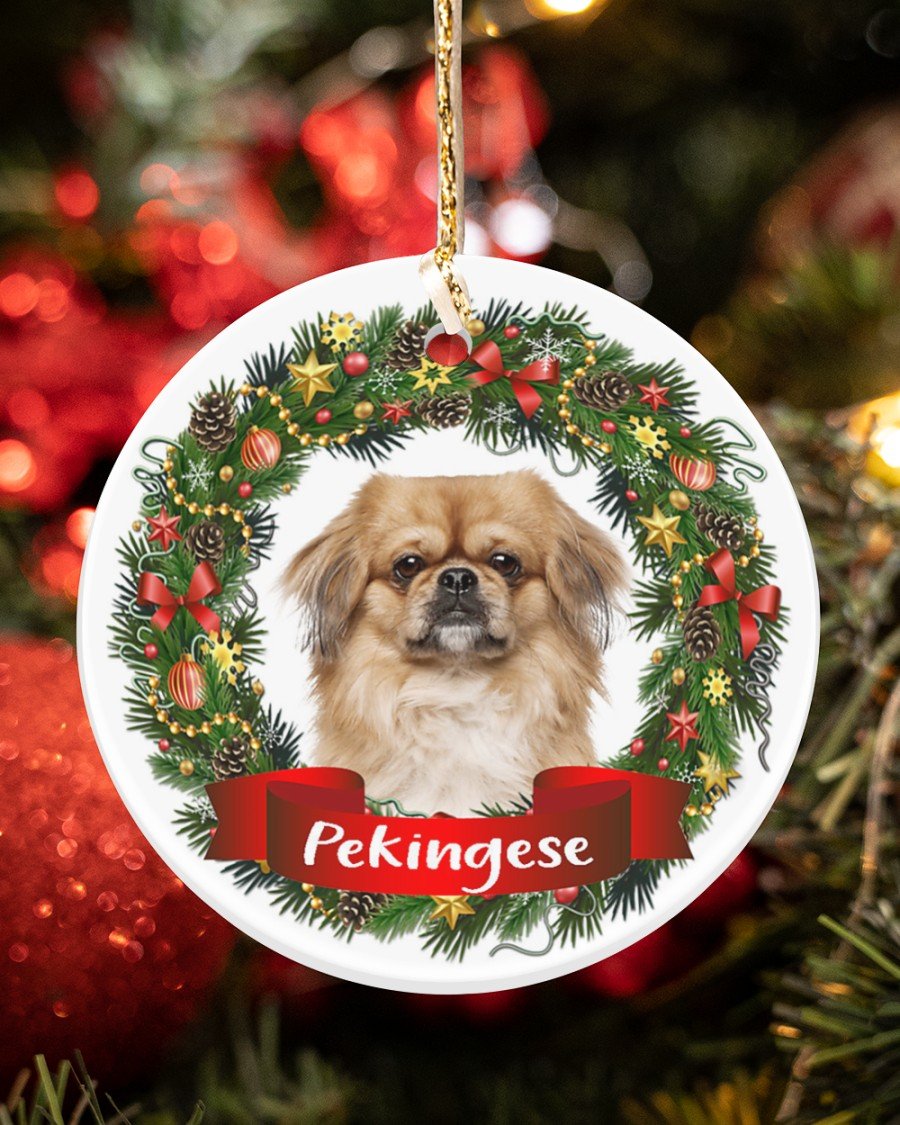 Pekingese-Noel Circle-Two Sided Ornament