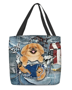 Pekingese-Ripped Jeans-Cloth Tote Bag