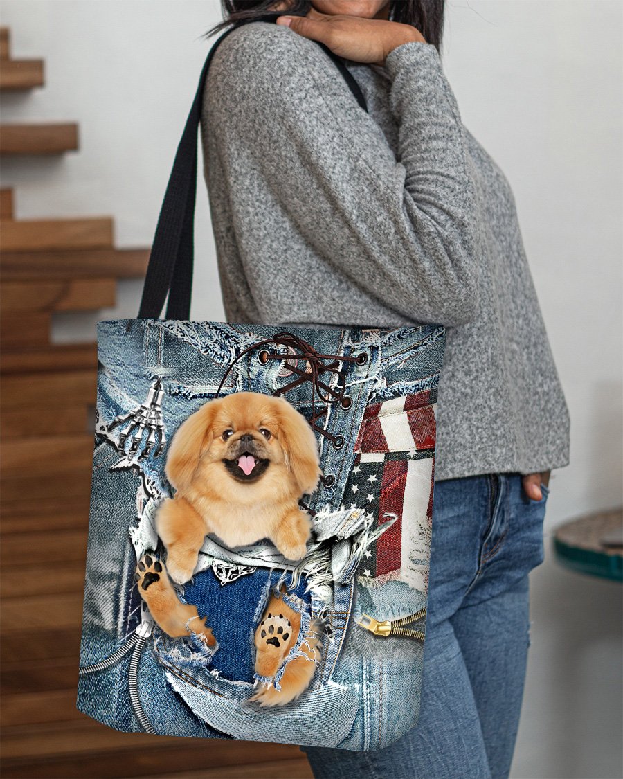 Pekingese-Ripped Jeans-Cloth Tote Bag