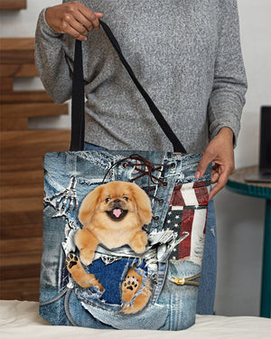 Pekingese-Ripped Jeans-Cloth Tote Bag