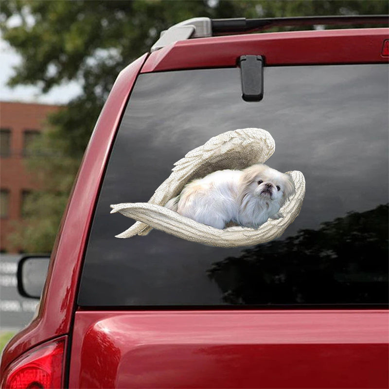 Pekingese 2-sleeping angel CAR STICKER