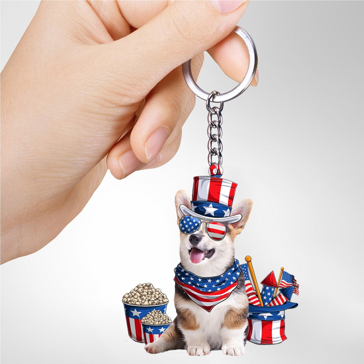 Pembroke Welsh Corgi 1-July Stuff Flat Acrylic Keychain