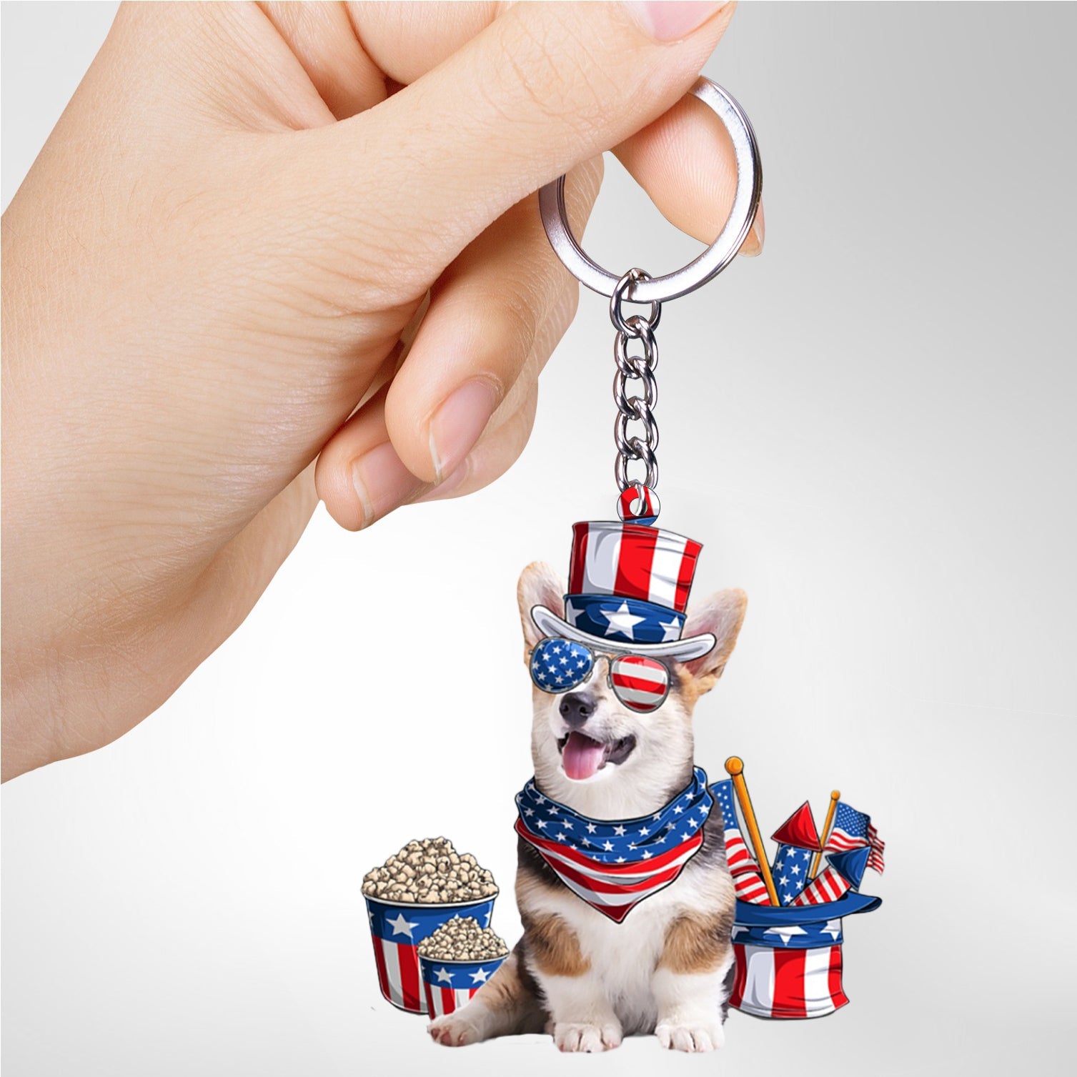 Pembroke Welsh Corgi 1-July Stuff Flat Acrylic Keychain