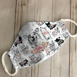 Corgi Floral Vintage EZ07 2606 Face Mask