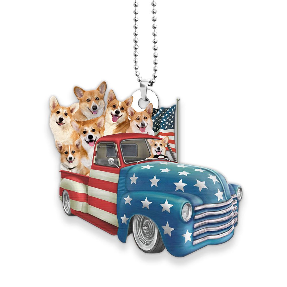 Pembroke Welsh Corgi Happy Independence Day Two Sides Ornament