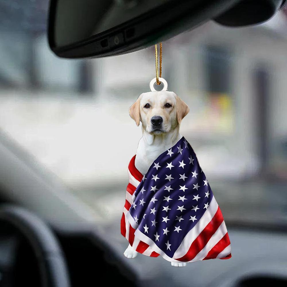 Labrador Retriever 1 American Patriot Flag Two Sided Ornament