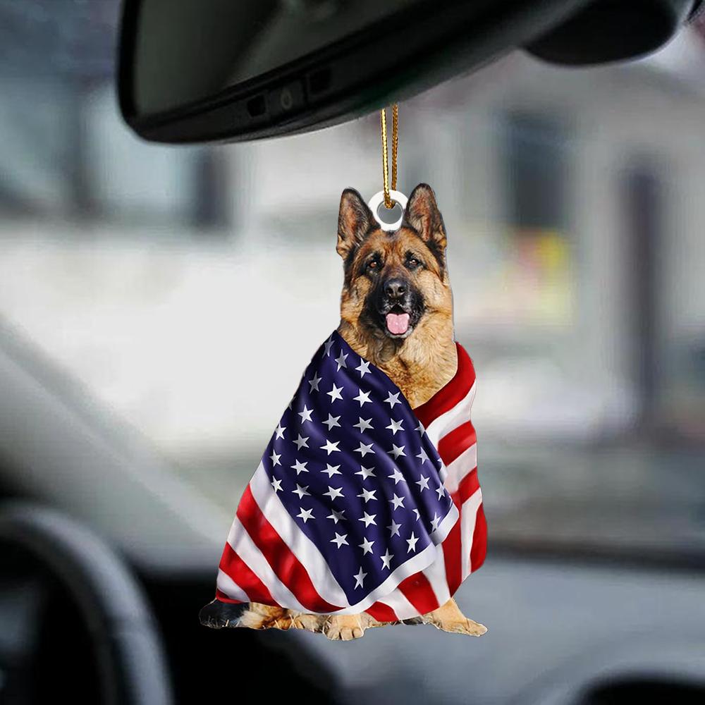 German shepherd American Patriot Flag  Two Sided Ornament