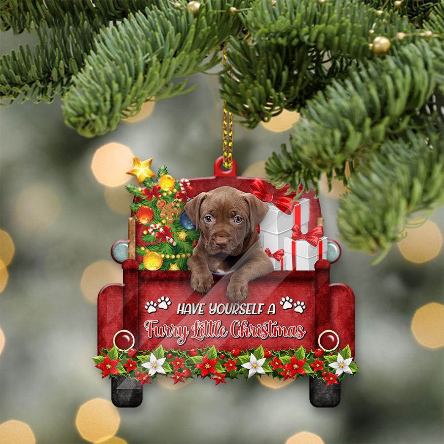 Pit Bull 2 Sit On A Truck-Two Sided Ornament