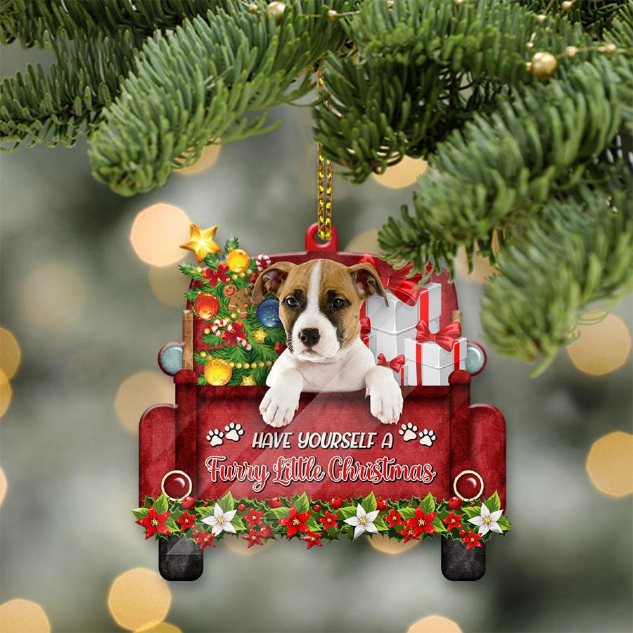 Pit Bull 3 Sit On A Truck-Two Sided Ornament