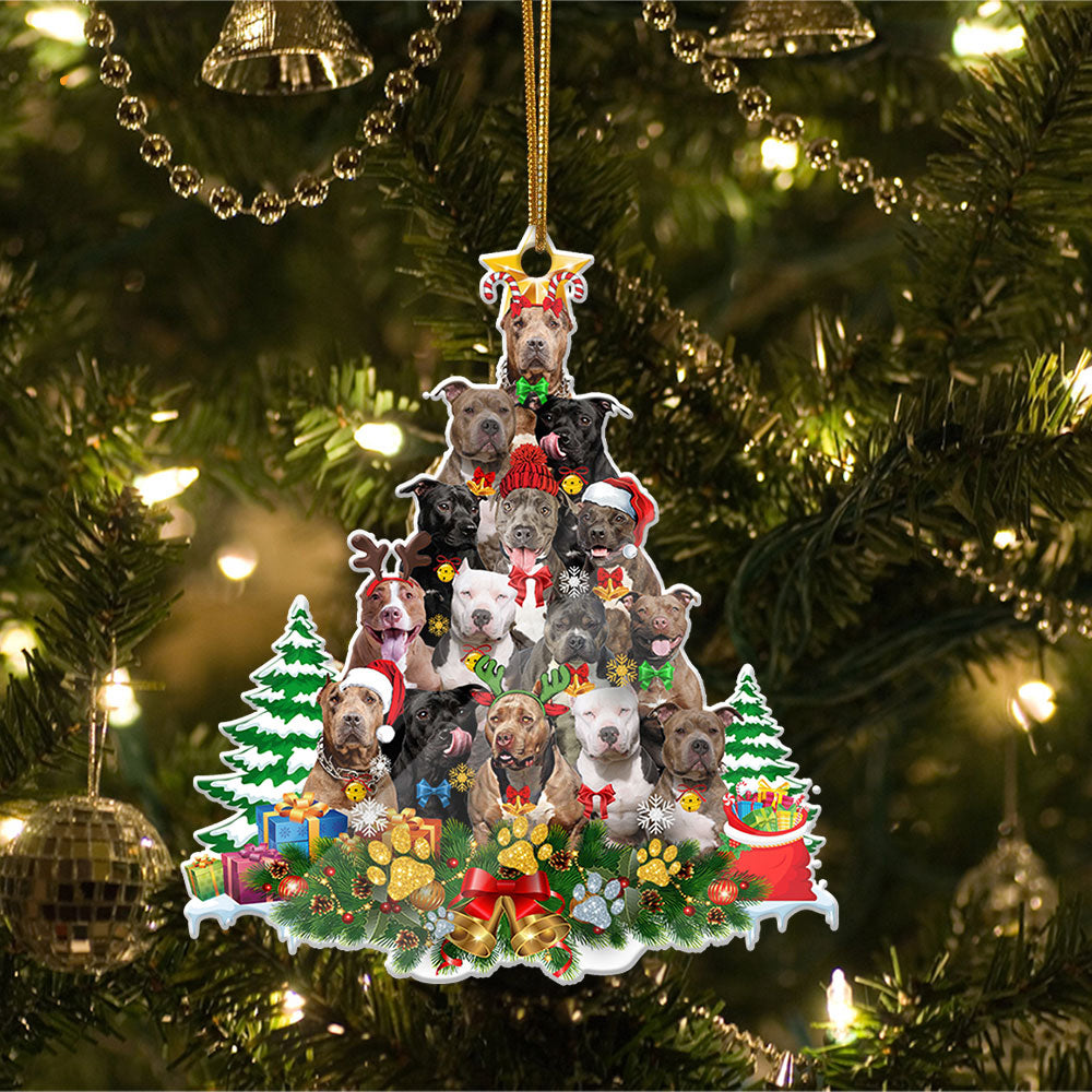 Pit Bull Full The Christmas Tree-Two Sided Ornament