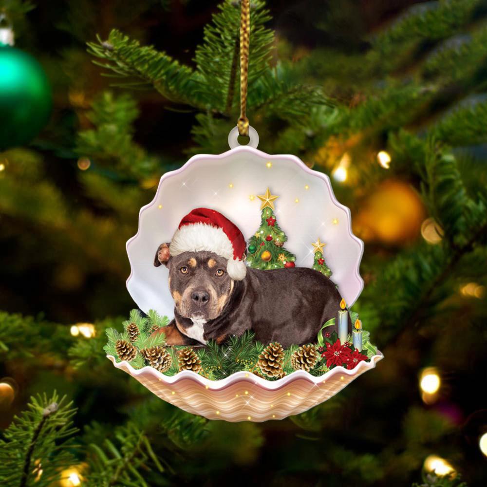 Pit Bull Lie In Seashell Xmas-Two Sided Ornament