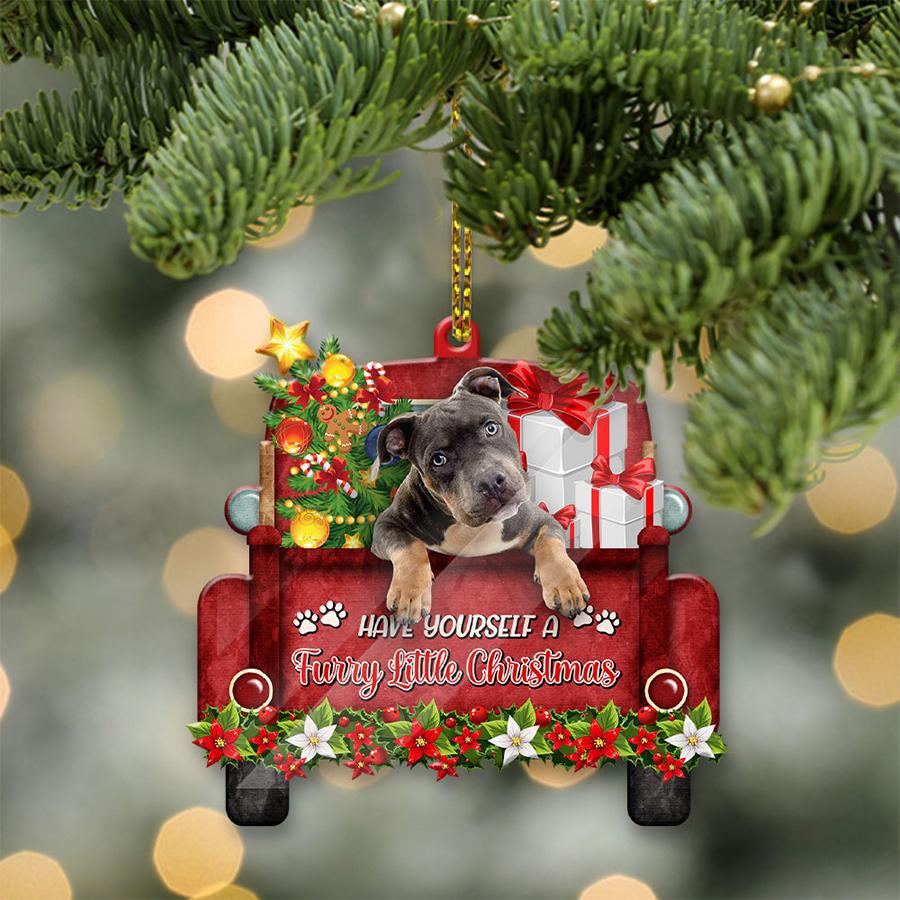 Pit Bull Sit On A Truck-Two Sided Ornament