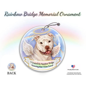 Rainbow Bridge Memorial-Pit Bull White Uncropped Hanging Ornament