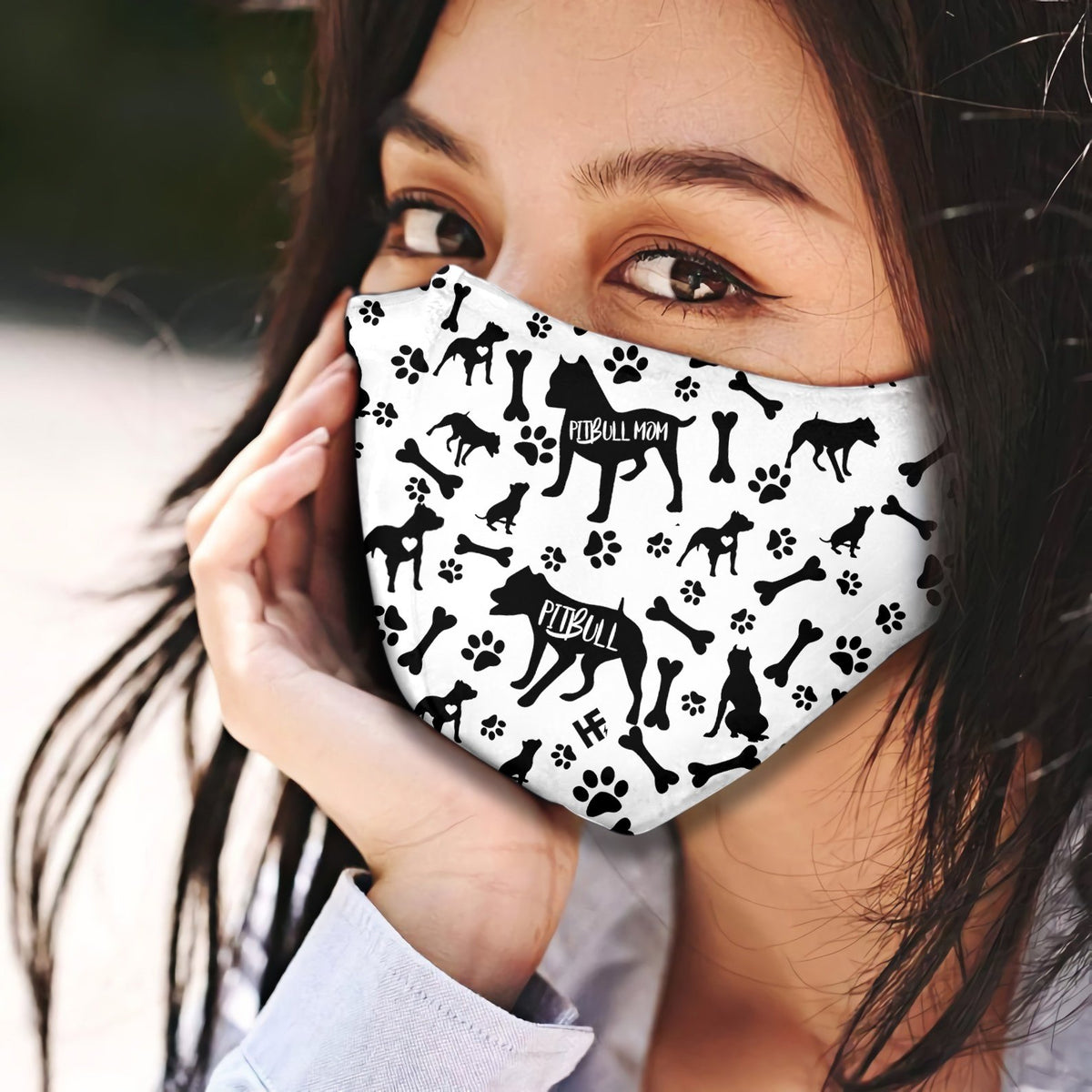 Pitbull Black &amp; White Pattern EZ07 2707 Face Mask