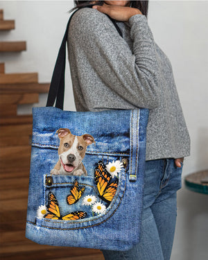 Pitbull-Butterfly Daisies Fait-CLOTH TOTE BAG