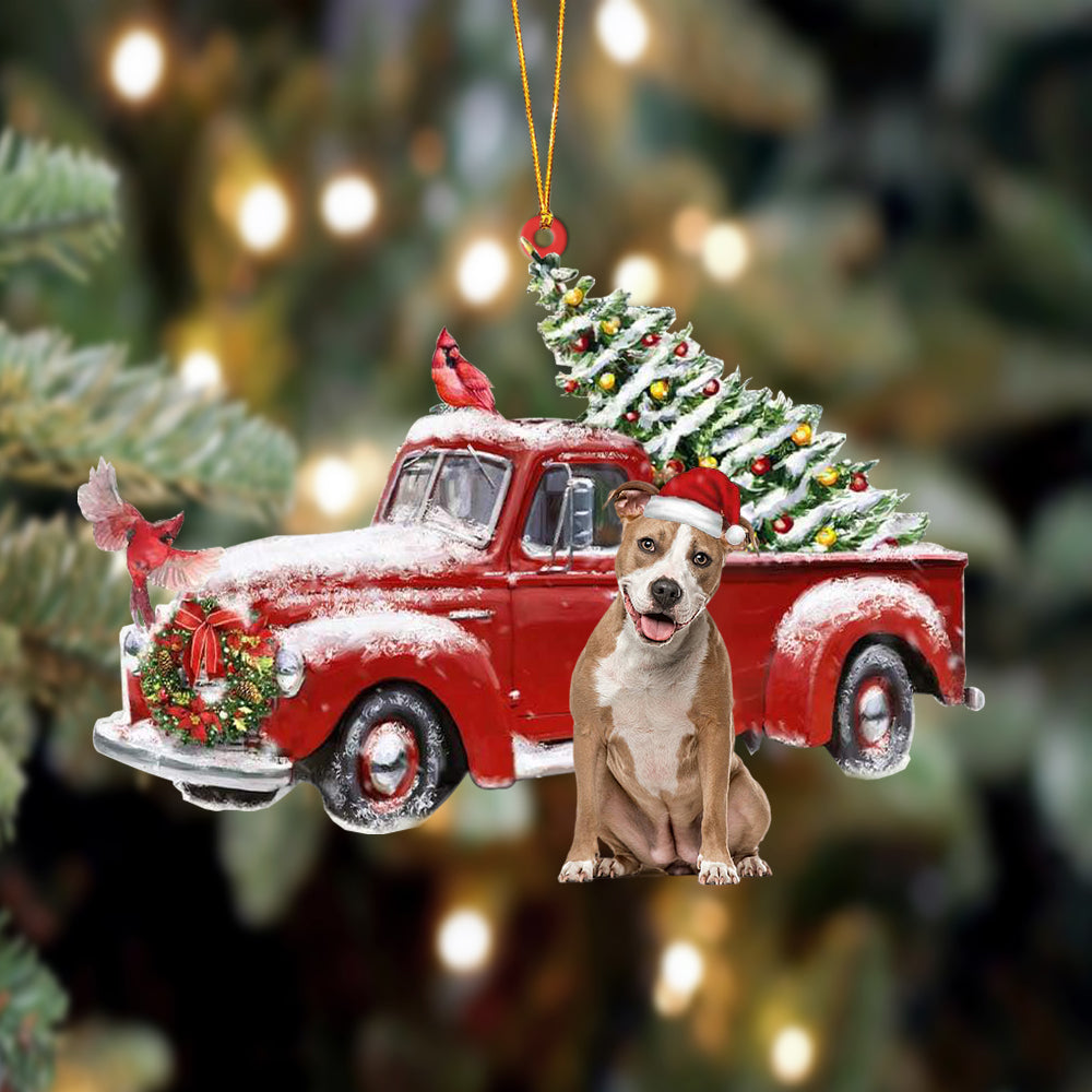 Pitbull-Cardinal & Truck Two Sided Ornament