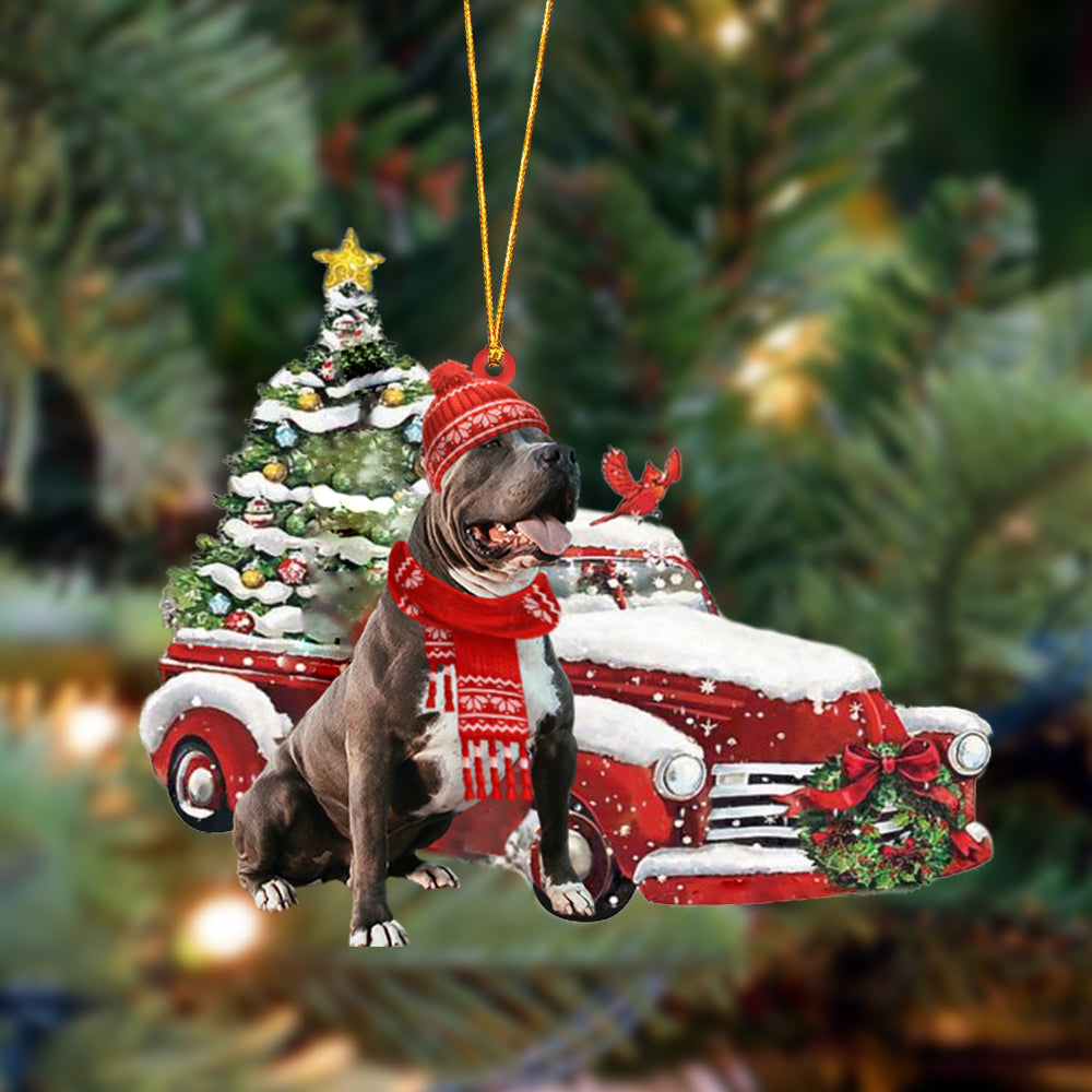 Pitbull-Christmas Car Two Sided Ornament