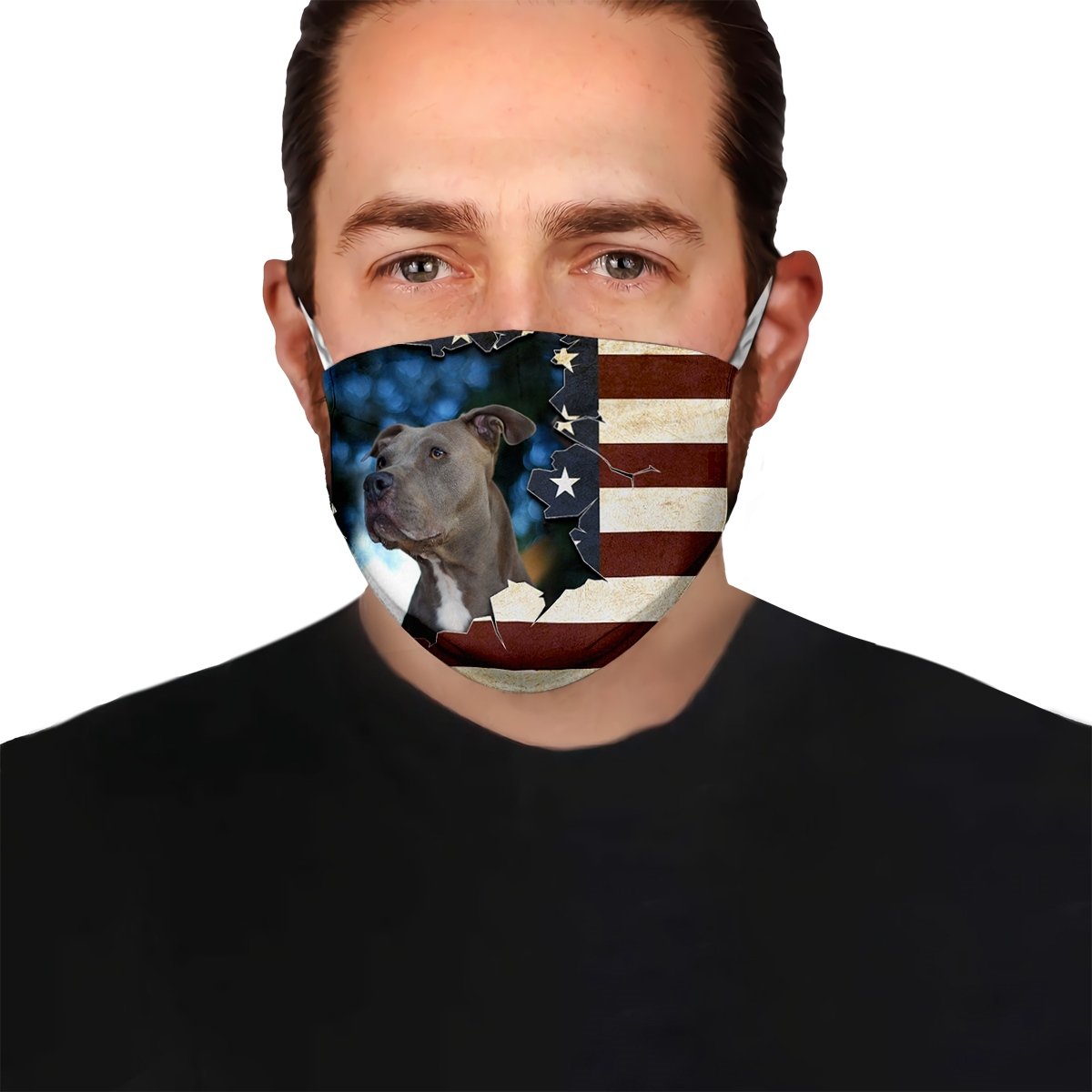 Pitbull With American Flag EZ08 1006 Face Mask