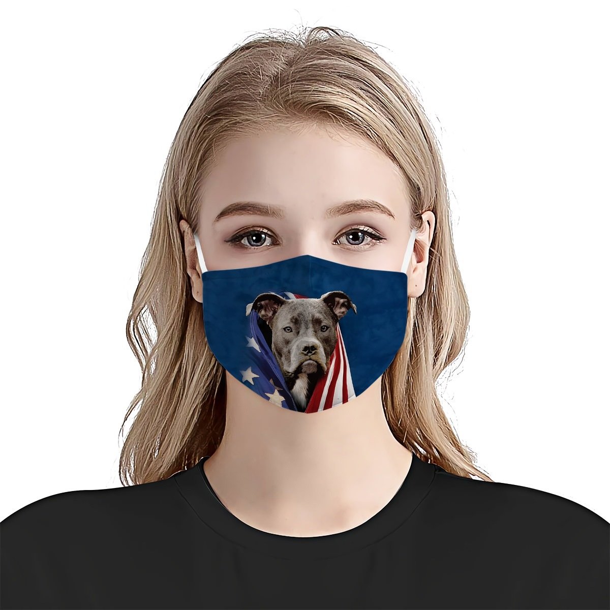 Pitbull In American Flag EZ01 Face Mask