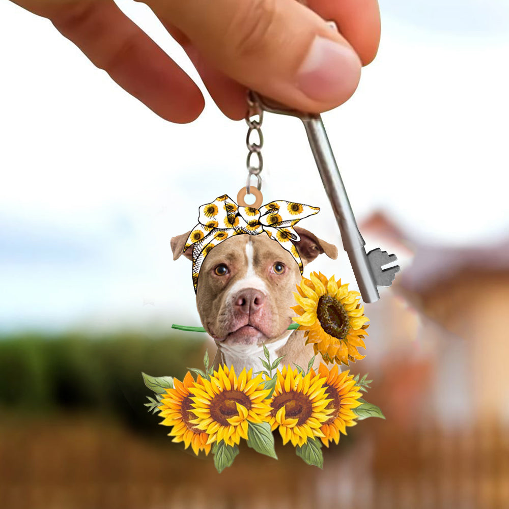 Pitbull-Dog Mom Keychain