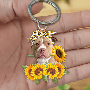 Pitbull-Dog Mom Keychain