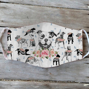 Pitbull Floral Vintage EZ07 0806 Face Mask