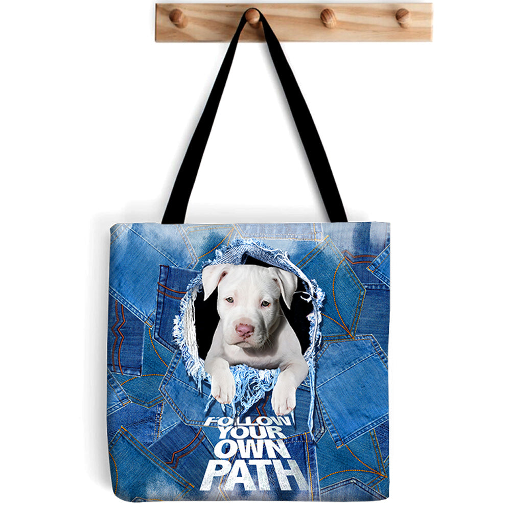 Pitbull -Follow Your Own Path-Cloth Tote Bag