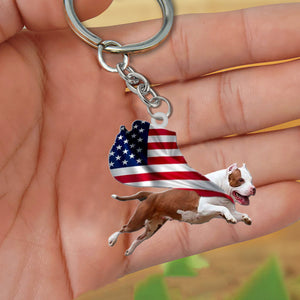 Pitbull-Happy Independence Day Flat Acrylic Keychain