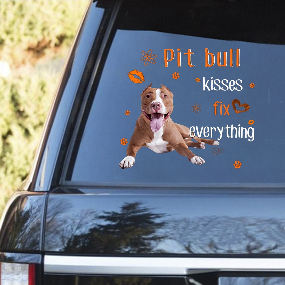 Pit bull-Kiss Fix Everything Decal