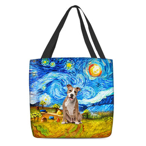 Pitbull-Oil Painting-Cloth Tote Bag