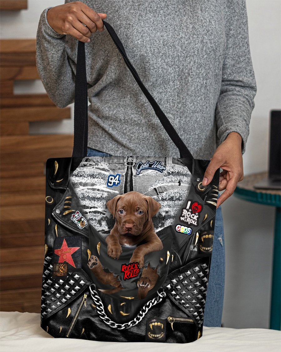 Pitbull-Rock Dog-Cloth Tote Bag