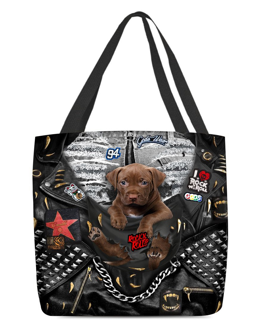 Pitbull-Rock Dog-Cloth Tote Bag