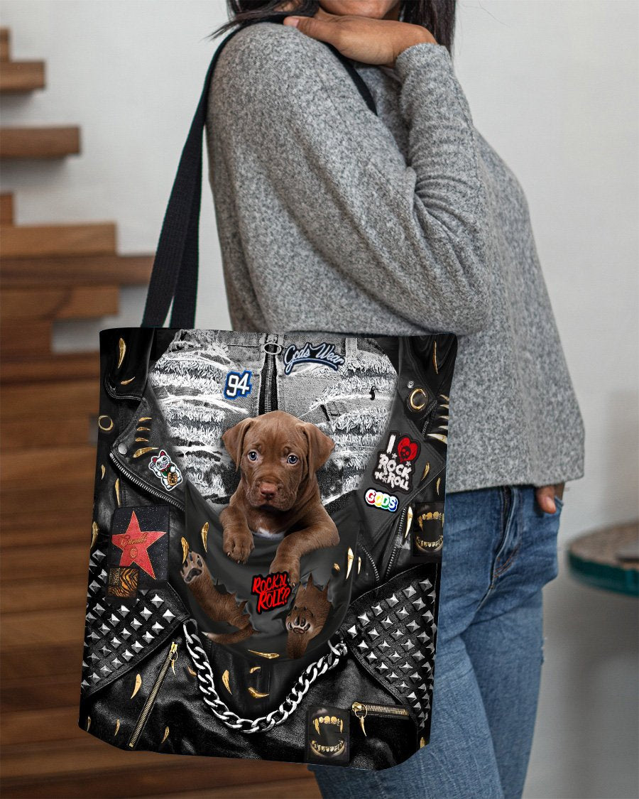 Pitbull-Rock Dog-Cloth Tote Bag