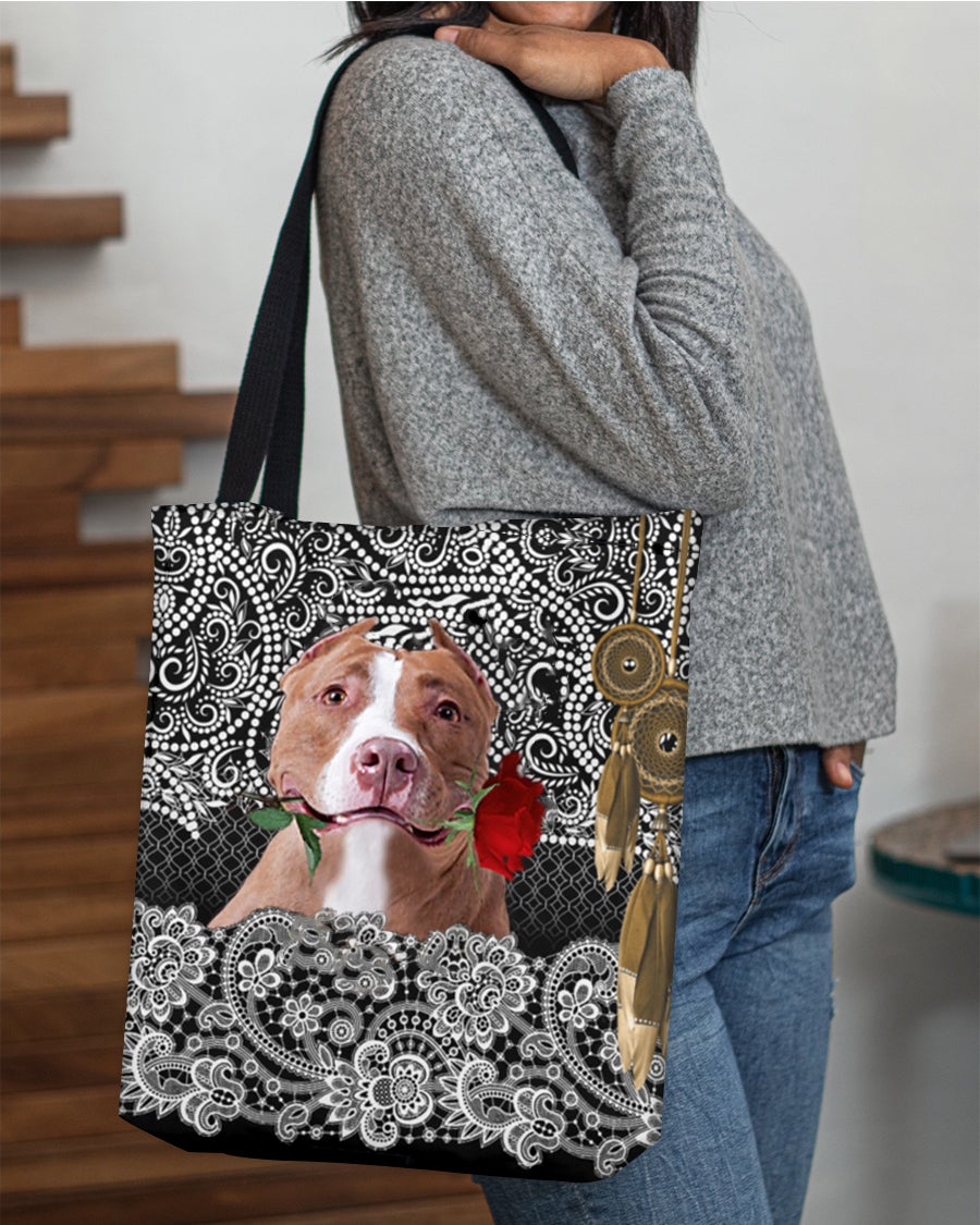 Pitbull-Rose Cloth Tote Bag