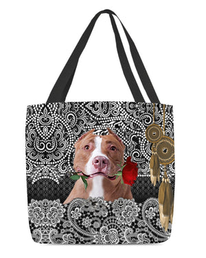 Pitbull-Rose Cloth Tote Bag