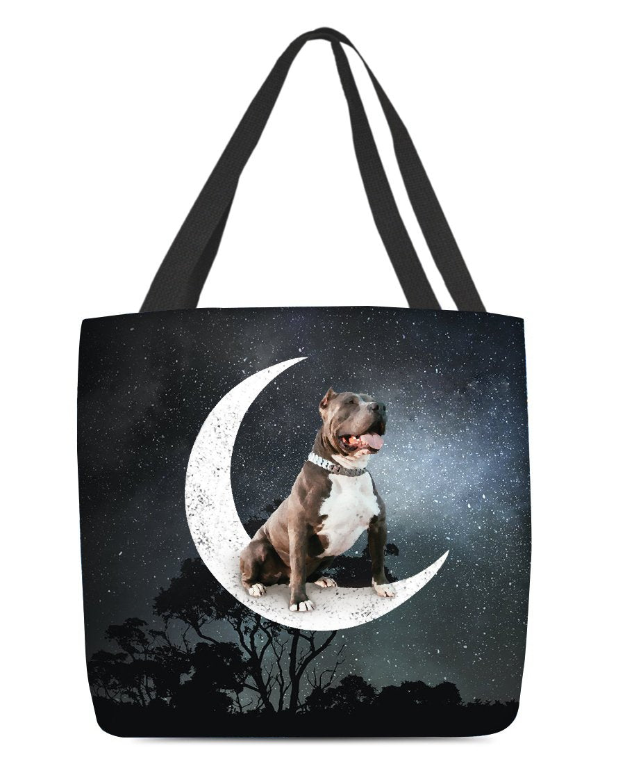 Pitbull-Sit On The Moon-Cloth Tote Bag