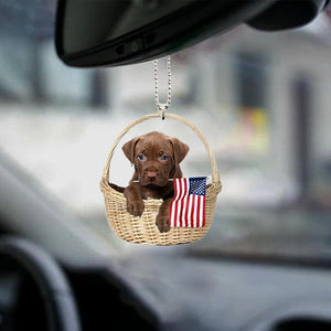 Pitbull-With American Flag Two Sides Ornament