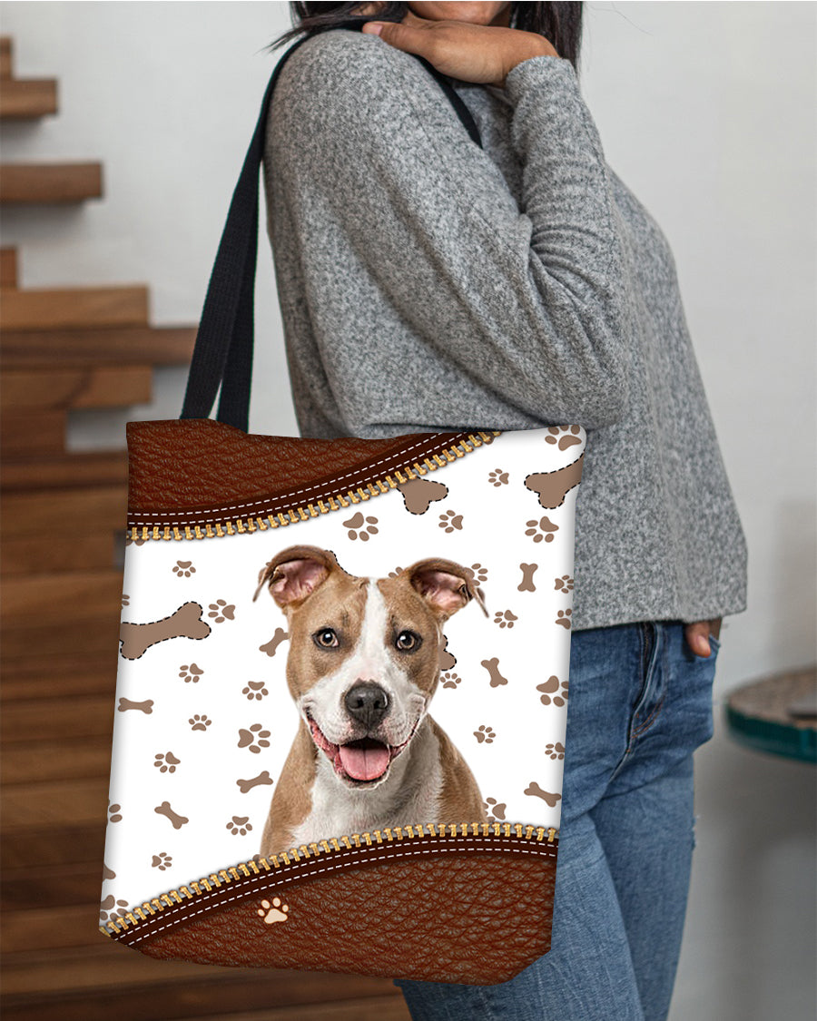 Pitbull-Zipper Texture-Cloth Tote Bag