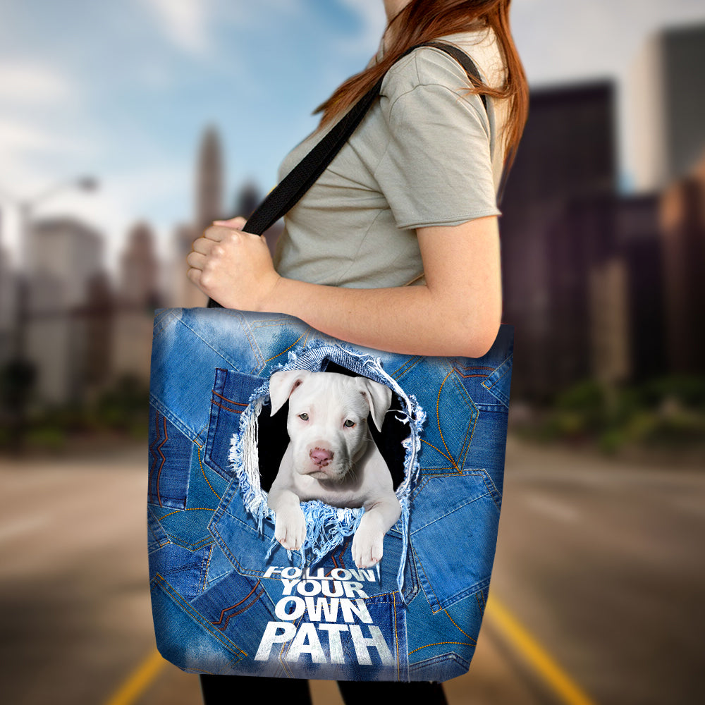 Pitbull -Follow Your Own Path-Cloth Tote Bag