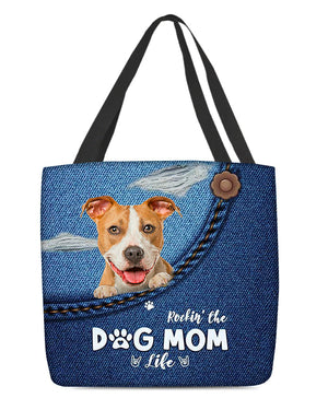 Pitbull-Dog Mom Life-Cloth Tote Bag