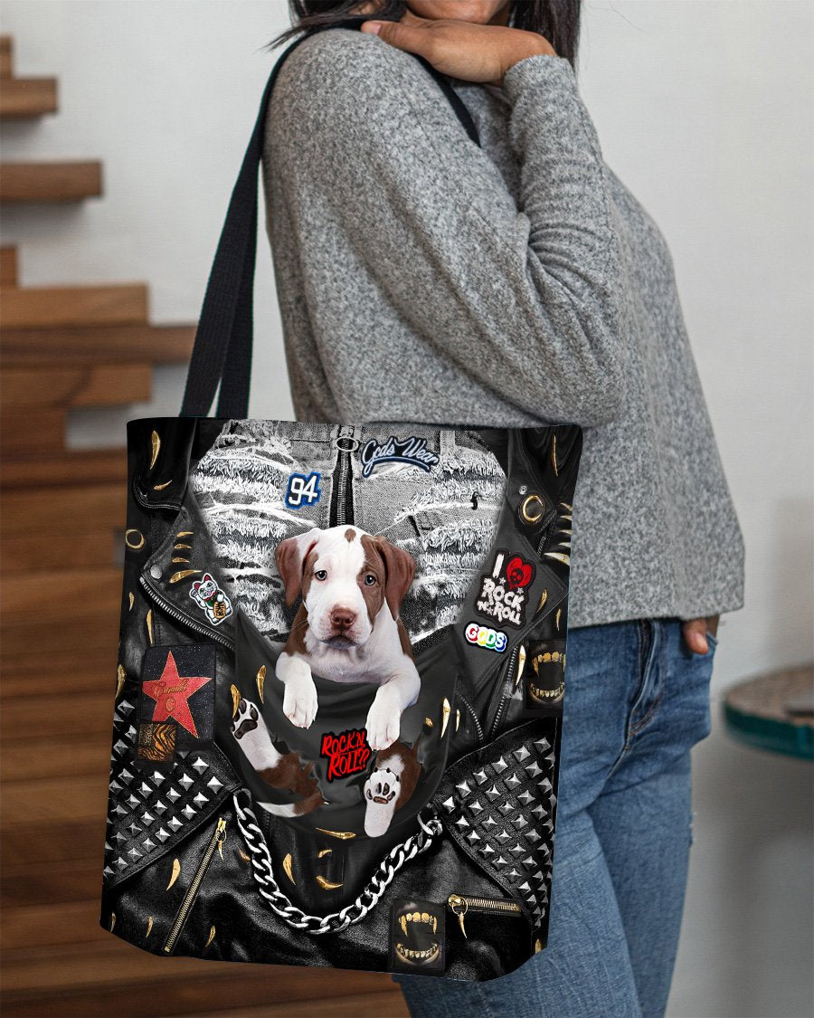 Pitbull2-Rock Dog-Cloth Tote Bag